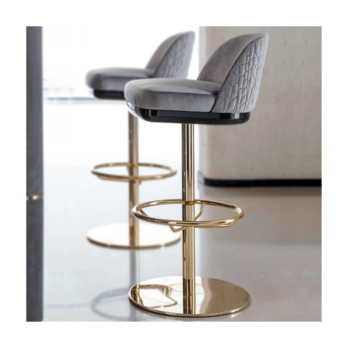 Etched Steel Bar Stool